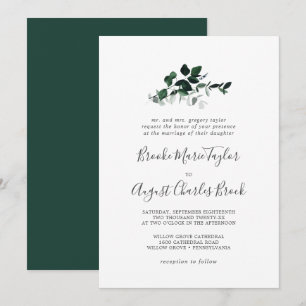 Invitation Emerald Greenery Mariage traditionnel