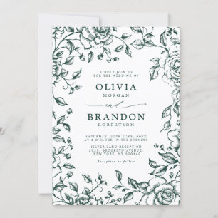 Invitation Emerald Greenery Vintage Botanique Simple Mariage