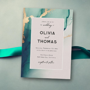 Invitation Emerald Modern Frame Elegant Chic Beach Wedding