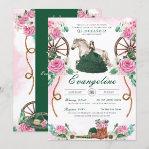 Invitation Emerald Rose rose Rustique Charro Quinceañera