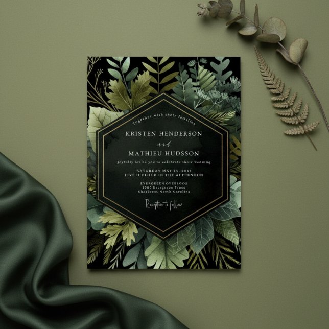 Invitation Emerald Woodland Botanical Wedding (Créateur téléchargé)
