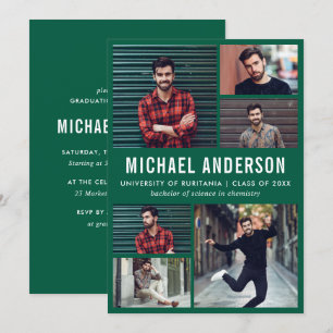 Invitation Émeraude   6 Photo Chalkboard Graduation Party