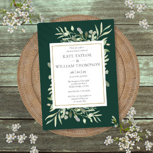 Invitation Émeraude Aquarelle Verdure Dîner de répétition