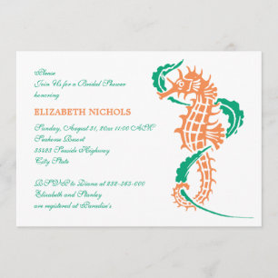 Invitation Émeraude de Seahorse, corail mariage douche nuptia