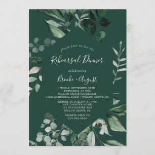 Invitation Émeraude Dîner de répétition vert
