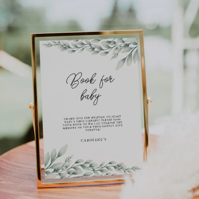 Invitation Émeraude Livre vert pour bébé signe, Baby shower (Emerald Green Book for Baby Sign, Baby Shower Invitation)