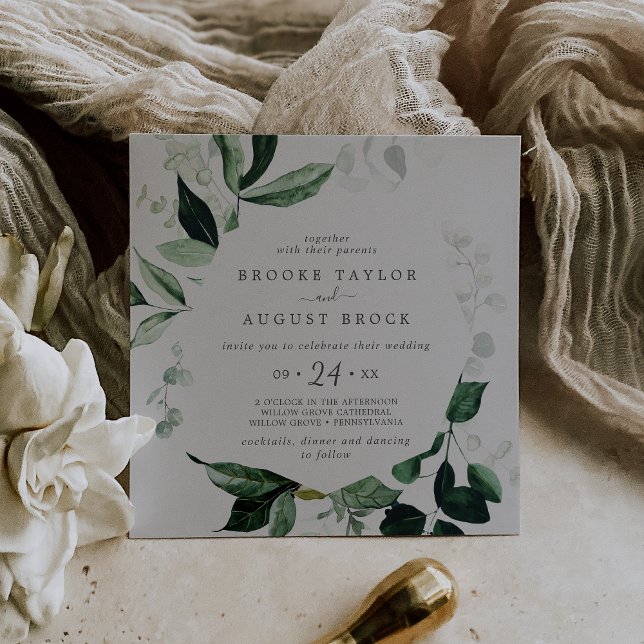 Invitation Émeraude | Mariage Carré gris (Créateur téléchargé)