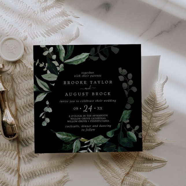 Invitation Émeraude | Mariage Carré noir (Créateur téléchargé)