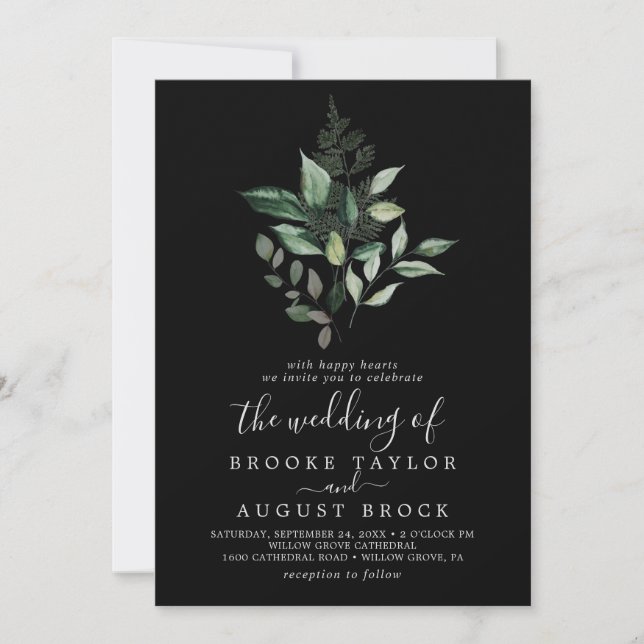 Invitation Émeraude | Noir Le Mariage De (Devant)