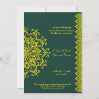 Invitation Émeraude Or Personnalisable Mehendi Henna Indian