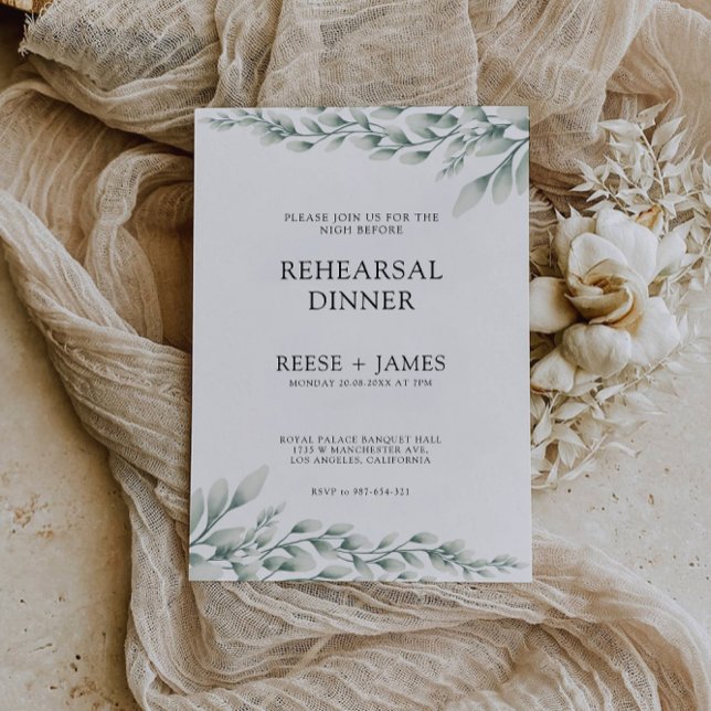 Invitation Émeraude Vert Mariage Dîner de répétition Nuit des (Emerald Green Wedding Rehearsal Dinner Sign Night, Invitation)