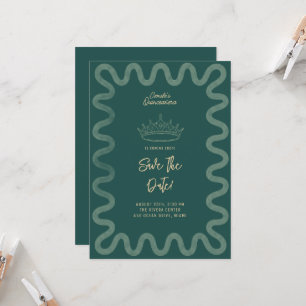 Invitation Émeraude verte et or Gribouillis Quinceañera Enreg