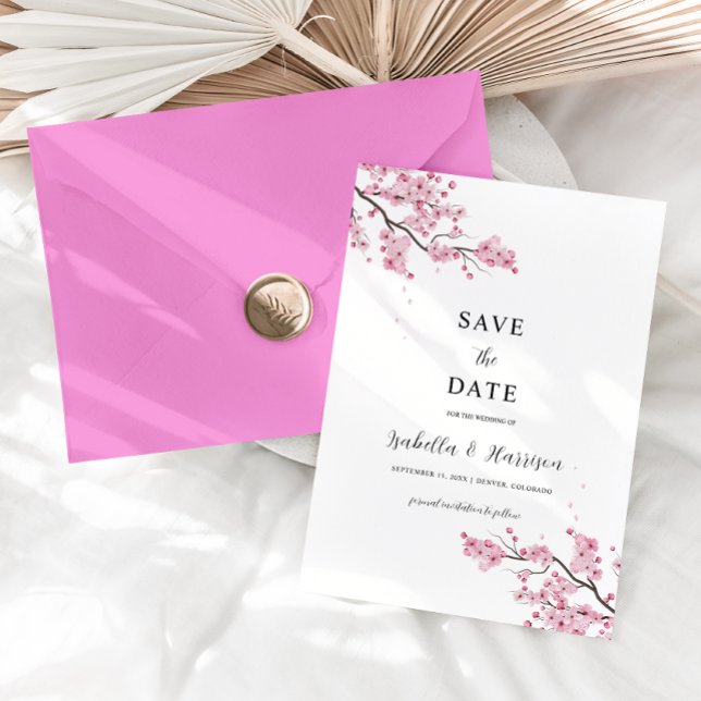 Invitation EMILY Cherry blosom Save the Date Template (Créateur téléchargé)
