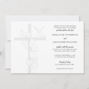 Invitation Emma Elegant Cross & Doses Christian Mariage