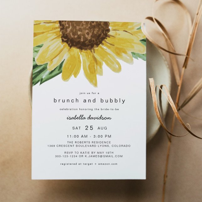 Invitation EMMA Rustic Sunflower Bridal Brunch + Bubbly (Créateur téléchargé)