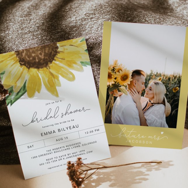 Invitation EMMA Rustic Sunflower Floral Fête des mariées de p (Créateur téléchargé)
