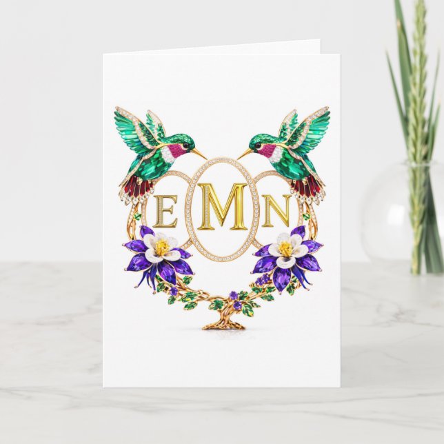 Invitation EMN Hummingbird Any Letters Custom Folded Wedding (Devant)