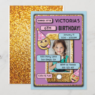 Invitation Emoji Birthday Party Téléphone cellulaire invitati