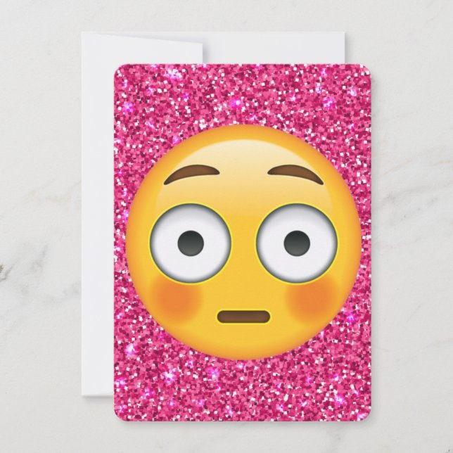Invitation émoji parties scintillant rose (Devant)