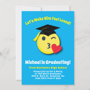 Invitation Emoticon Kissy Face mignonne fête de graduation