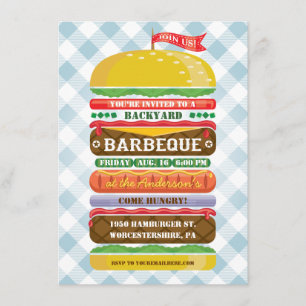 Invitation empilée de partie d'hamburger
