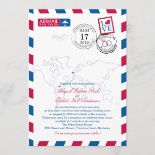 Invitation Emplacements mondiaux de courrier   Mariage
