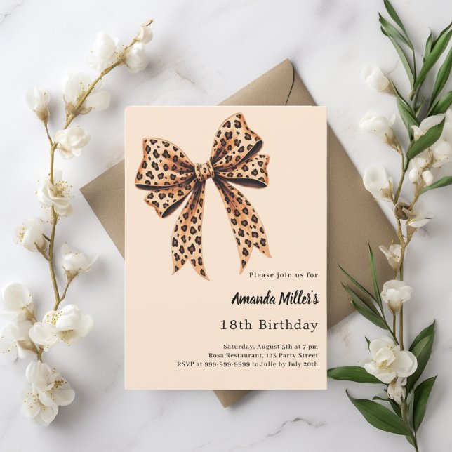 Invitation Empreinte de léopard arc beige anniversaire (Créateur téléchargé)