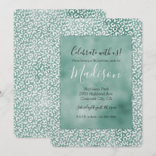 Invitation Empreinte de léopard blanc à la menthe