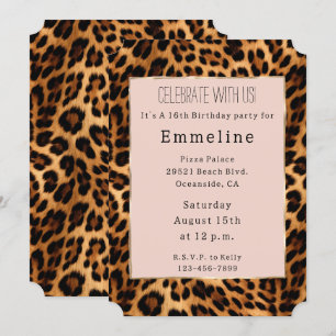 Invitation Empreinte de léopard Blush Pink Chic Gold Glam