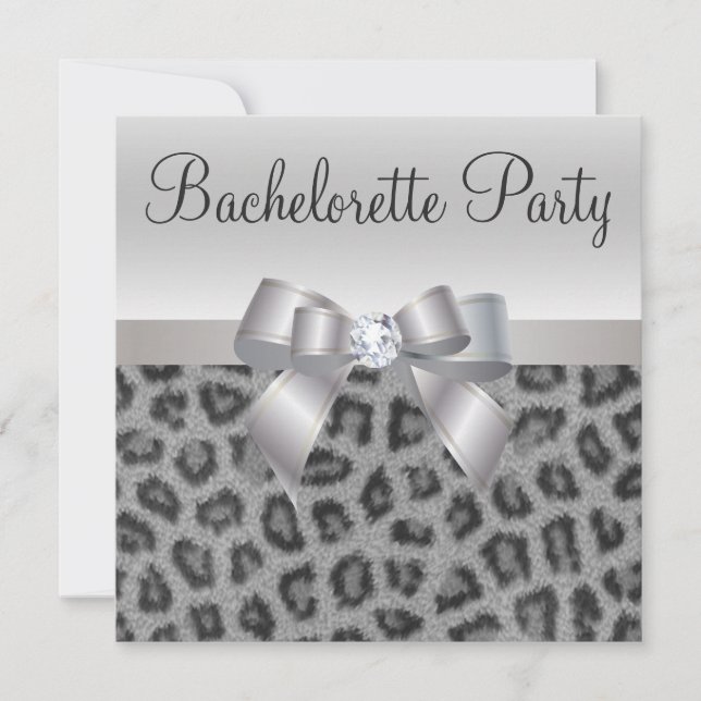 Invitation Empreinte de léopard, Bow & Diamond Bachelorette P (Devant)