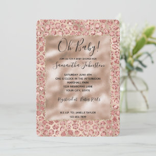 Invitation Empreinte de léopard de Parties scintillant rose b