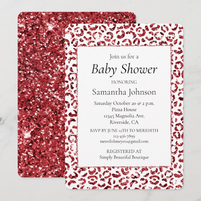 Invitation Empreinte de léopard d'étincelle de Parties scinti (Devant / Derrière)
