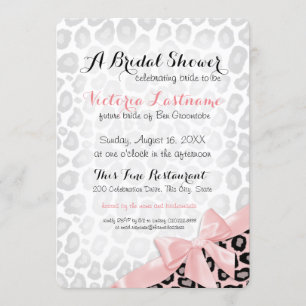 Invitation Empreinte de léopard Fête des mariées Bow rose