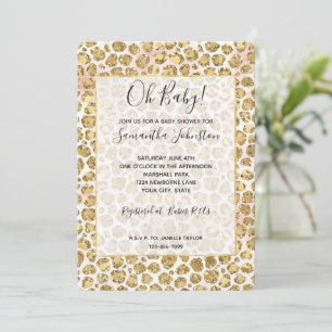 Invitation Empreinte de léopard Glitzy Glam Gold Blush Partie