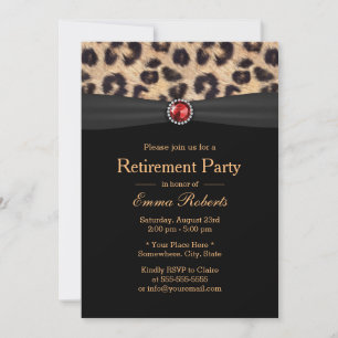 Invitation Empreinte de léopard moderne & Ruby Gems Retraite 