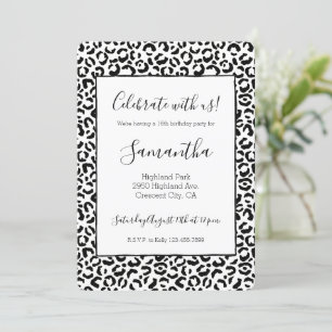 Invitation Empreinte de léopard noir blanc