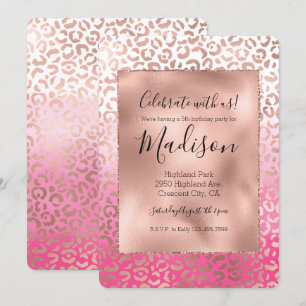 Invitation Empreinte de léopard Ombre couleur rose