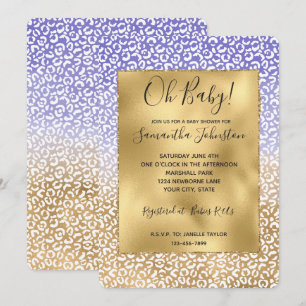 Invitation Empreinte de léopard Ombre d'or blanc violet