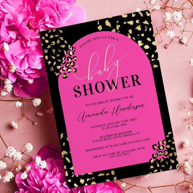 Invitation Empreinte de léopard rose (Créateur téléchargé)
