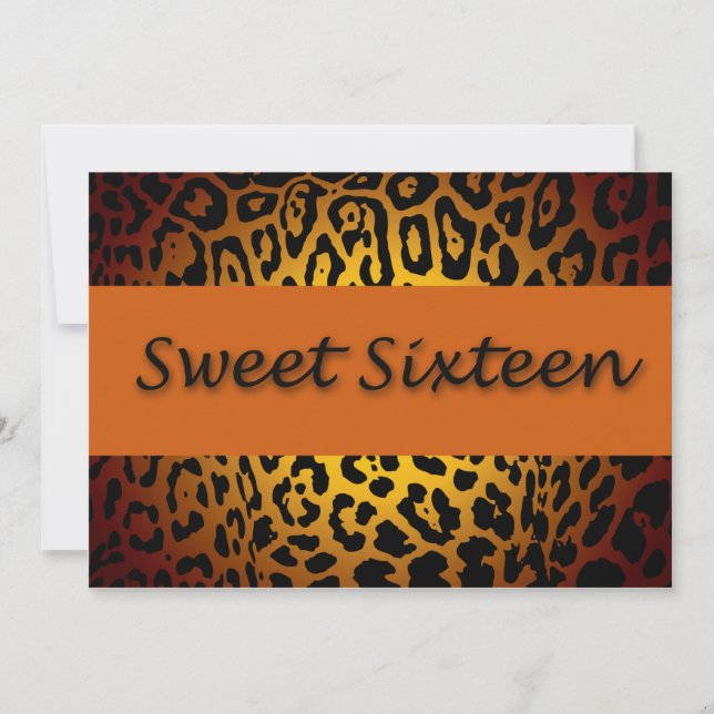 Invitation Empreinte de léopard, Sweet sixteen orange et noir (Devant)