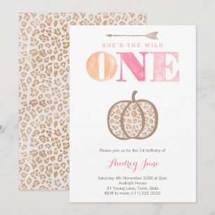 Invitation Empreinte de léopard Wild One Citrouille 1er anniv