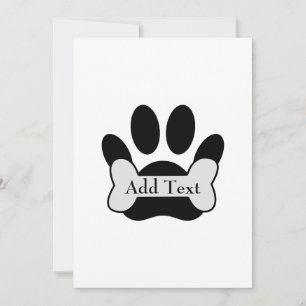 Invitation Empreinte de patte De Chien Et Aimant Os