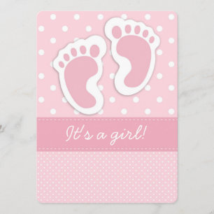 Invitation Empreintes de bébé roses