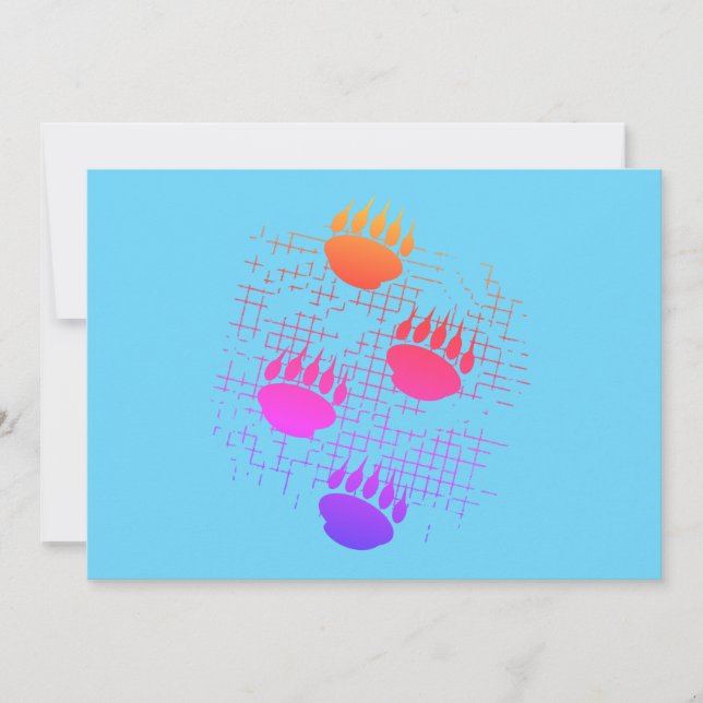 Invitation Empreintes de pattes De Cub Ours Sur Arrière - pla (Devant)