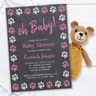 Invitation Empreintes de pattes de tableau de bord Baby showe