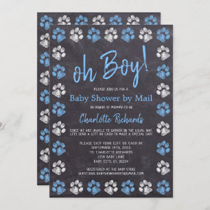 Invitation Empreintes de pattes de tableau noir Baby shower g