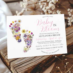 Invitation Empreintes florales Pink Baby Girl Shower Invitati