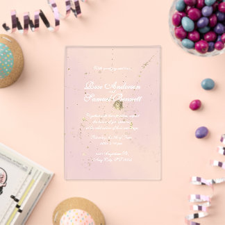 Invitation en acrylique avec formes de paillettes 