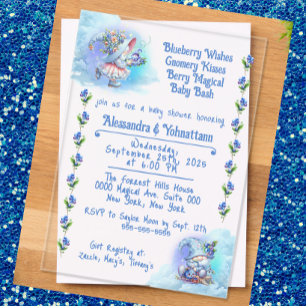 Invitation en Acrylique pour Baby Shower aux Gnome