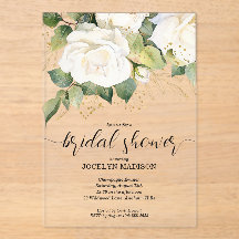 Invitation en acrylique pour Baby Shower de roses 